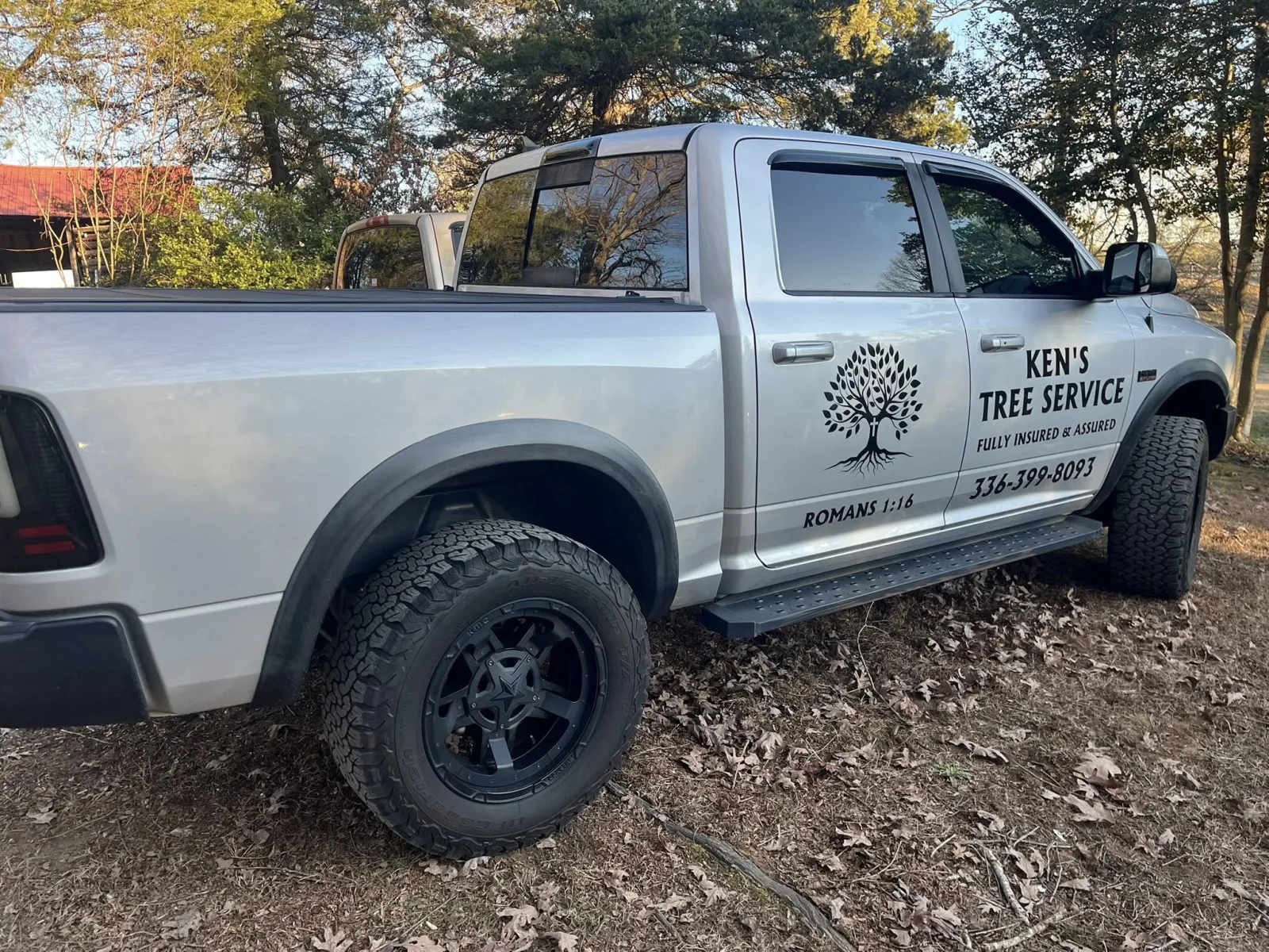 Ken's Tree Service work vehicle detailed by Romeo's Detailing in the Winston-Salem NC area